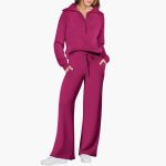 Women's Lounge Set with Half Zip and Wide Pants - Image 5