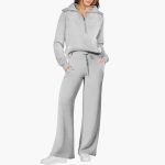 Women's Lounge Set with Half Zip and Wide Pants - Image 6