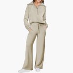 Women's Lounge Set with Half Zip and Wide Pants - Image 22