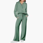 Women's Lounge Set with Half Zip and Wide Pants - Image 13