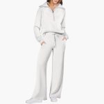 Women's Lounge Set with Half Zip and Wide Pants - Image 14