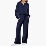 Women's Lounge Set with Half Zip and Wide Pants - Image 12