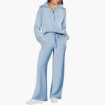 Women's Lounge Set with Half Zip and Wide Pants - Image 15