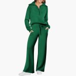 Women's Lounge Set with Half Zip and Wide Pants - Image 4
