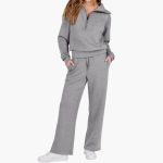 Women's Lounge Set with Half Zip and Wide Pants - Image 7