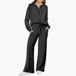 Women's Lounge Set with Half Zip and Wide Pants - Image 24
