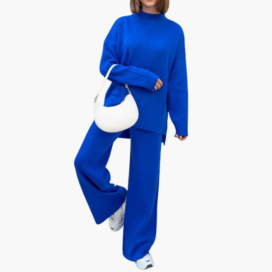 DamenLoungewearSetmitPulloverundweitemBeinHosen_15.jpg Women's Loungewear Set with Sweater and Wide Leg Pants - Image 1