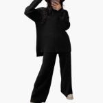 Women's Loungewear Set with Sweater and Wide Leg Pants - Image 8