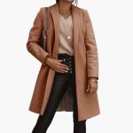 Women's Long Coat with Notched Collar - Image 10