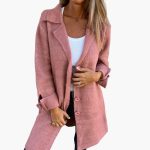 Women's Coat with Button Closure and Front Pockets