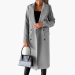 Women's Coat with Notched Collar and Button Closure in Front - Image 3