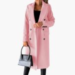 Women's Coat with Notched Collar and Button Closure in Front