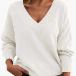 Women's Oversized Sweater with V-Neck - Image 15