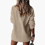 Women's Oversized Sweater with V-Neck - Image 14