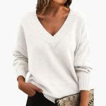 Women's Oversized Sweater with V-Neck - Image 18