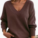 Women's Oversized Sweater with V-Neck - Image 16
