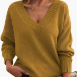 Women's Oversized Sweater with V-Neck - Image 10