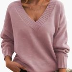 Women's Oversized Sweater with V-Neck - Image 5