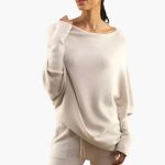 Women's Oversized Sweater with Wide Neckline
