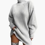 Women's Oversized Turtleneck Sweater with Long Sleeves - Image 2