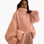 Women's Oversized Knit Sweater with Turtleneck - Image 2