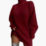 Women's Oversized Turtleneck Sweater with Long Sleeves - Image 4