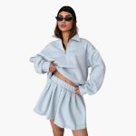 Women's Pullover with Half-Zip and Pleated Skirt - Image 12