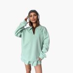 Women's Pullover with Half-Zip and Pleated Skirt - Image 9