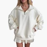 Women's Pullover with Half-Zip and Pleated Skirt - Image 18