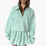 Women's Pullover with Half-Zip and Pleated Skirt - Image 16