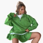 Women's Pullover with Half-Zip and Pleated Skirt - Image 2