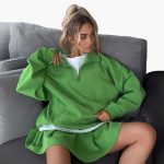 Women's Pullover with Half-Zip and Pleated Skirt - Image 19