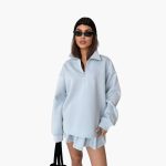 Women's Pullover with Half-Zip and Pleated Skirt - Image 6