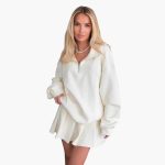 Women's Pullover with Half-Zip and Pleated Skirt - Image 4