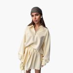 Women's Pullover with Half-Zip and Pleated Skirt - Image 7