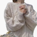 Women's Sweater with Open Knit Surface - Image 3