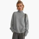 Women's Sweater with Turtleneck and Ribbed Cuffs