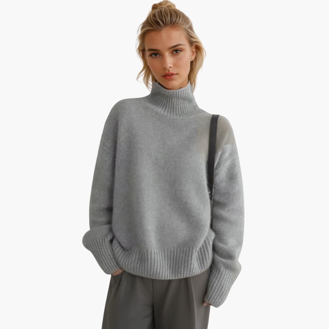DamenPullovermitRollkragenundRippbundchen_1.jpg Women's Sweater with Turtleneck and Ribbed Cuffs - Image 1