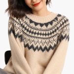 Women's Sweater with Round Neck and Knit Pattern