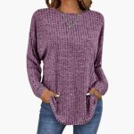 Women’s Sweater with Round Neck and Ribbed Hem - Image 6