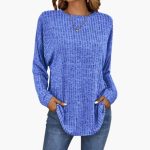 Women’s Sweater with Round Neck and Ribbed Hem - Image 2