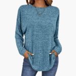 Women’s Sweater with Round Neck and Ribbed Hem - Image 3