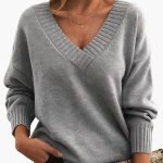 Women's Sweater with V-Neck and Long Sleeves - Image 5