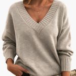 Women's Sweater with V-Neck and Long Sleeves - Image 3