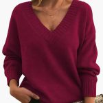 Women's Sweater with V-Neck and Long Sleeves - Image 7