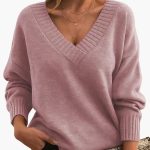 Women's Sweater with V-Neck and Long Sleeves - Image 4