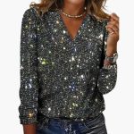 Women's Sweater with V-Neck and Textured Surface - Image 3