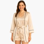 Women's Satin Pajama Set with Kimono - Image 3
