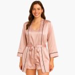 Women's Satin Pajama Set with Kimono