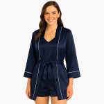 Women's Satin Pajama Set with Kimono - Image 4